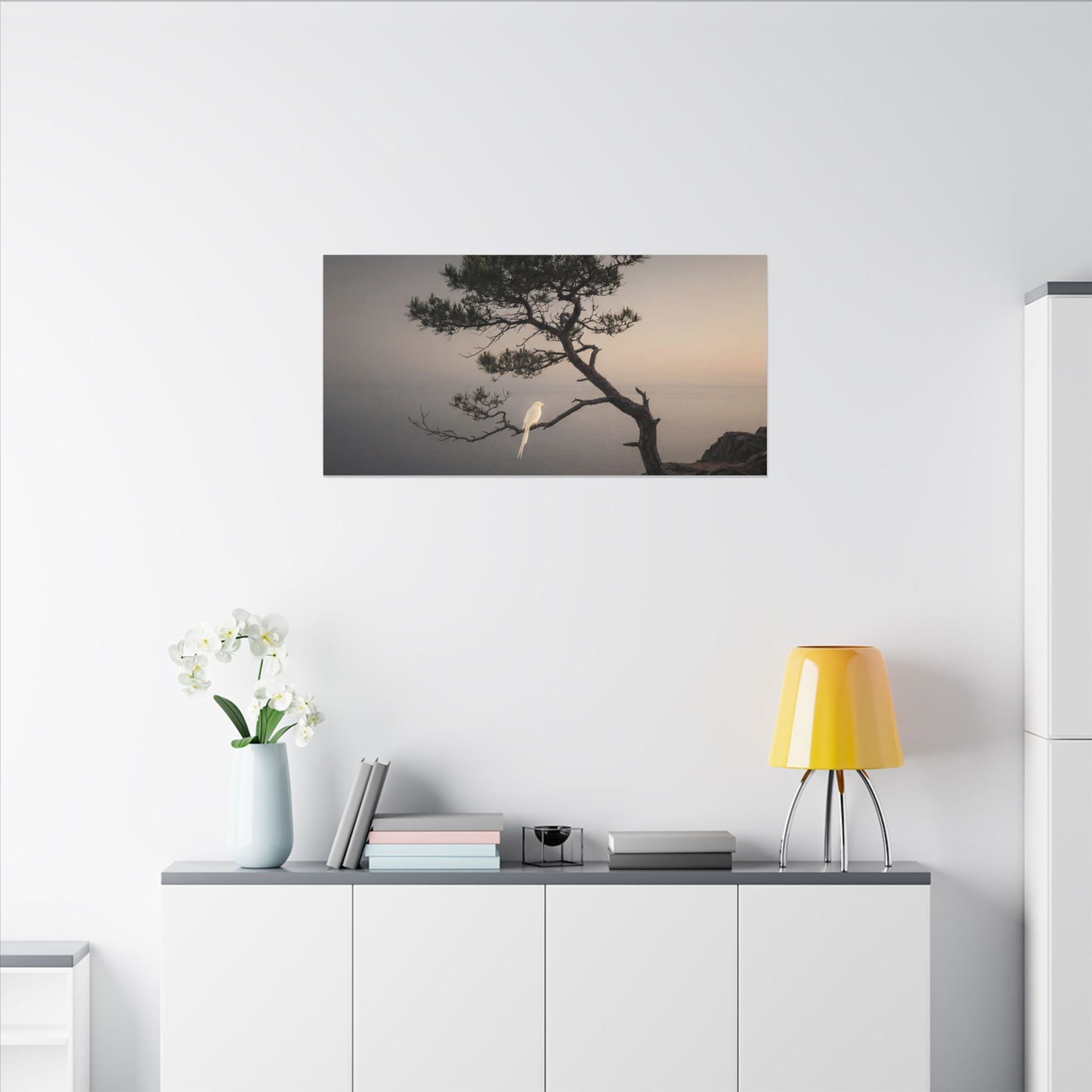 Dawn Pine Tree Canvas Art - Dark Japandi Datsuzoku