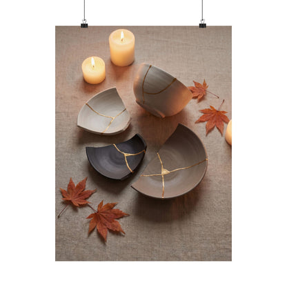 Broken Pottery Autumn Wall Art Print | Japandi Neutral Design Art Print