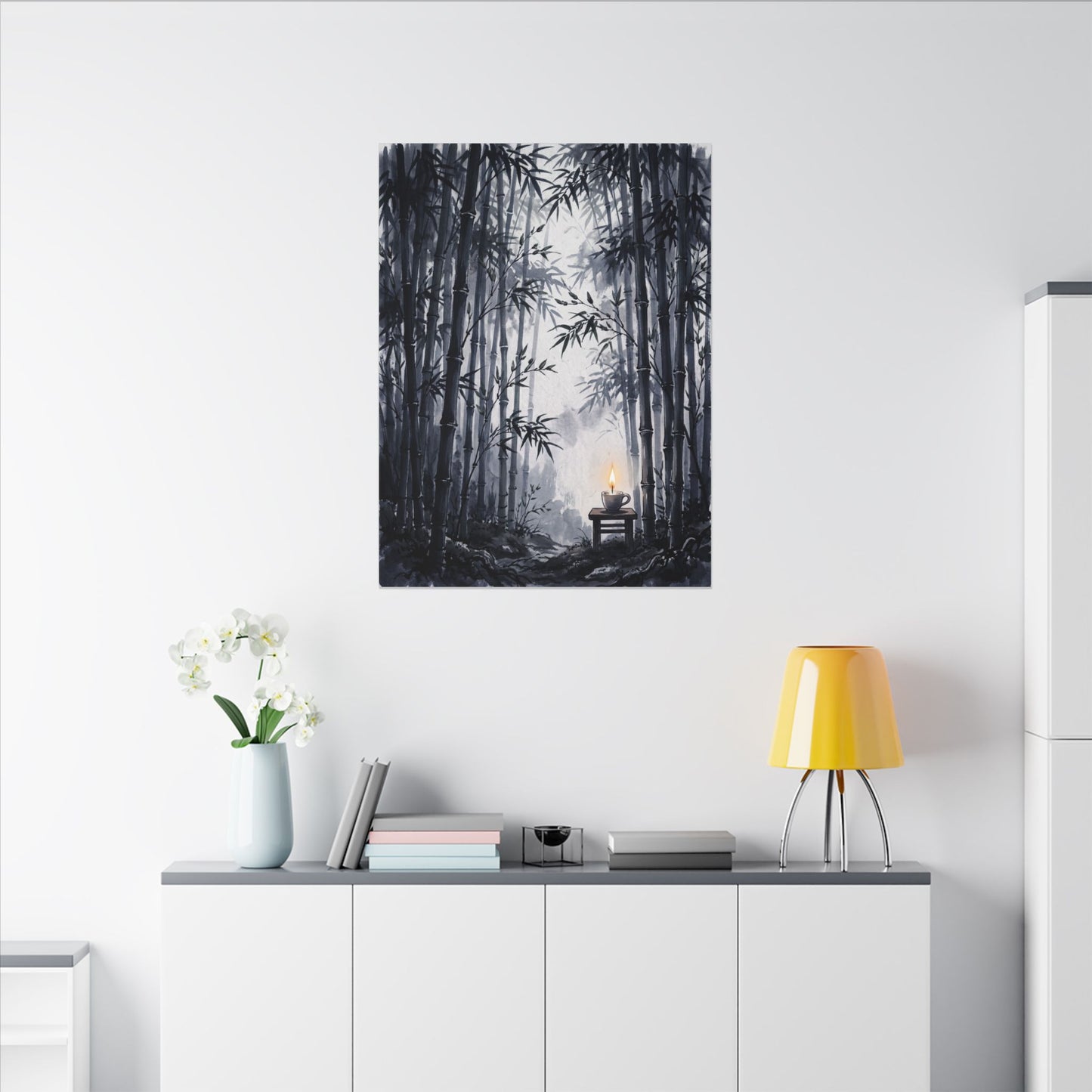 Tranquil Bamboo Grove Canvas Art - Sumi E Zen