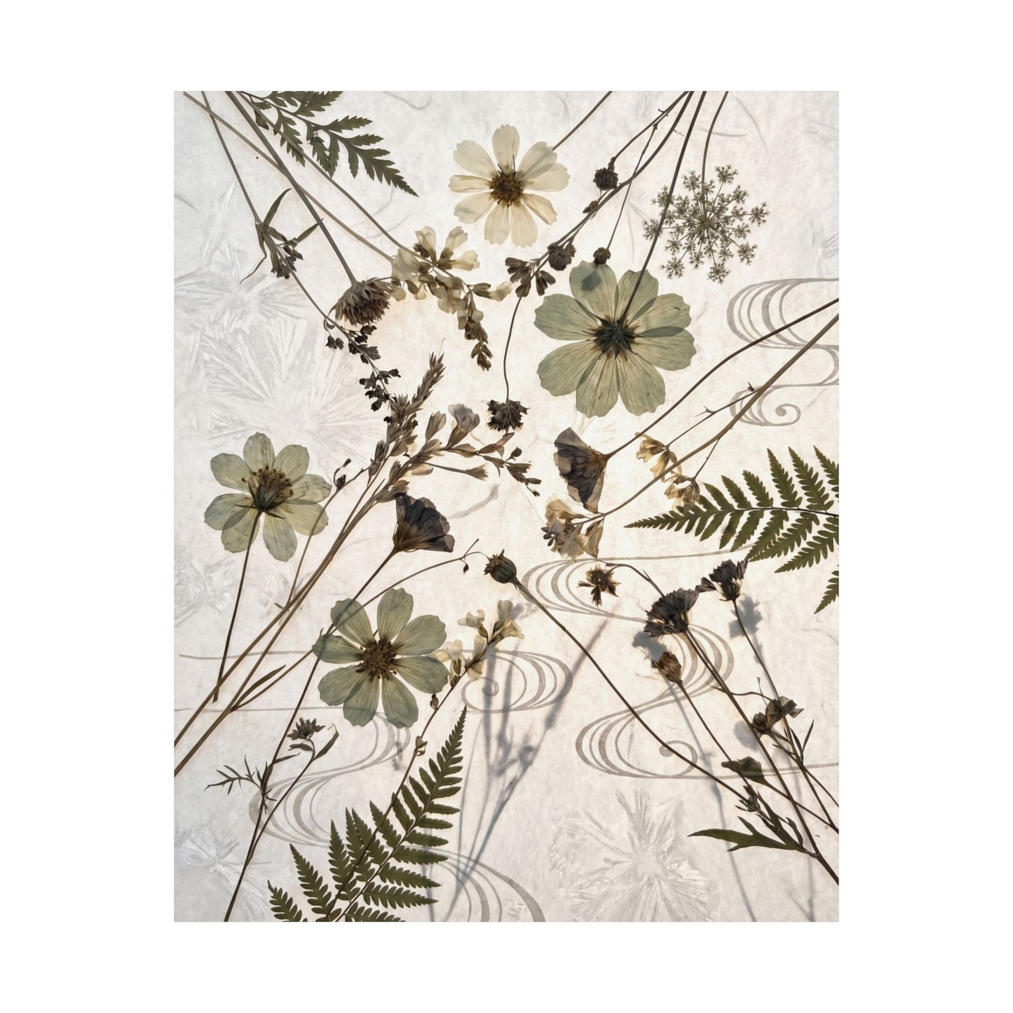 Kanso Dried Flowers Wall Art Print - Japandi Japanese Pattern
