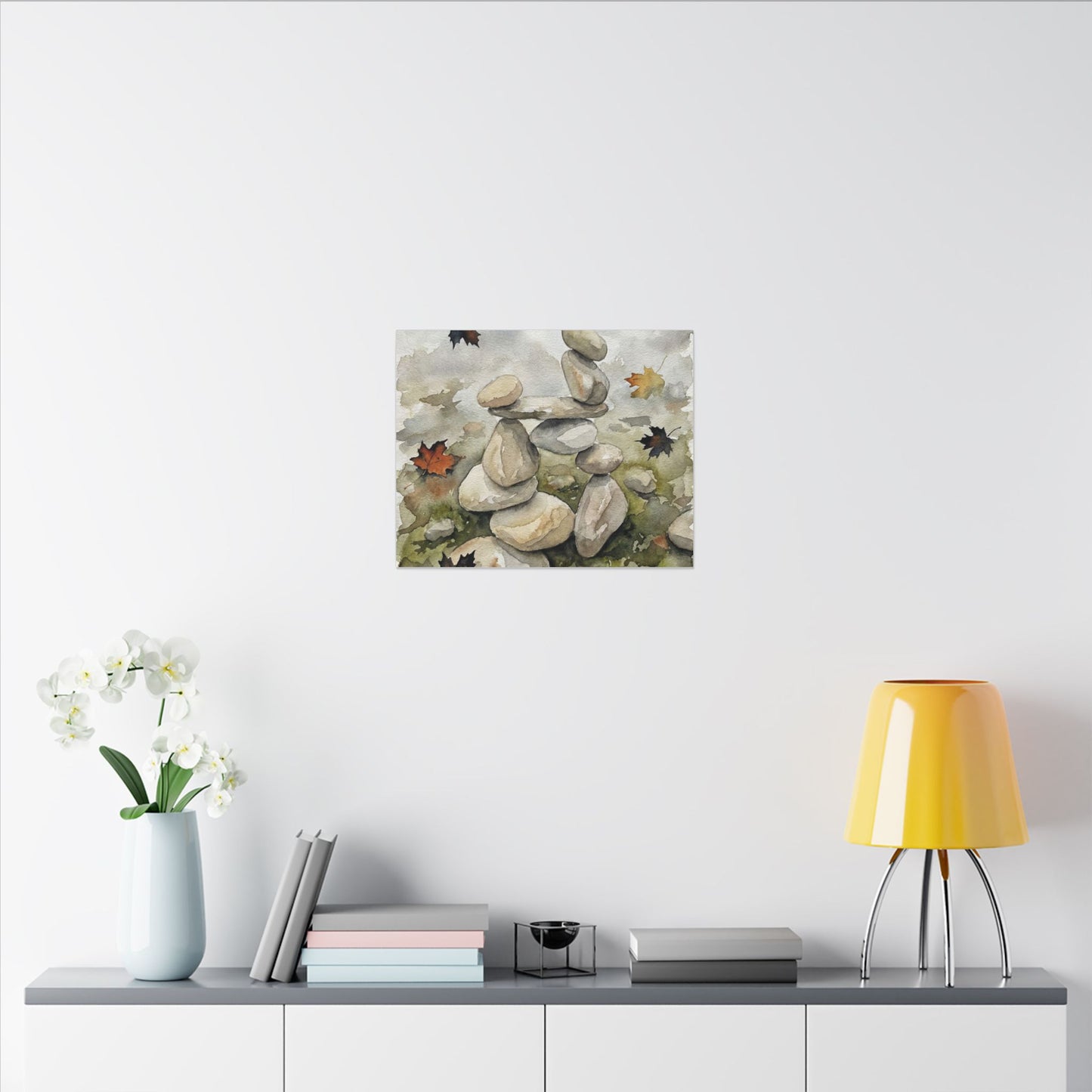 Overcast River Stones Canvas Art - Japandi Fukinsei
