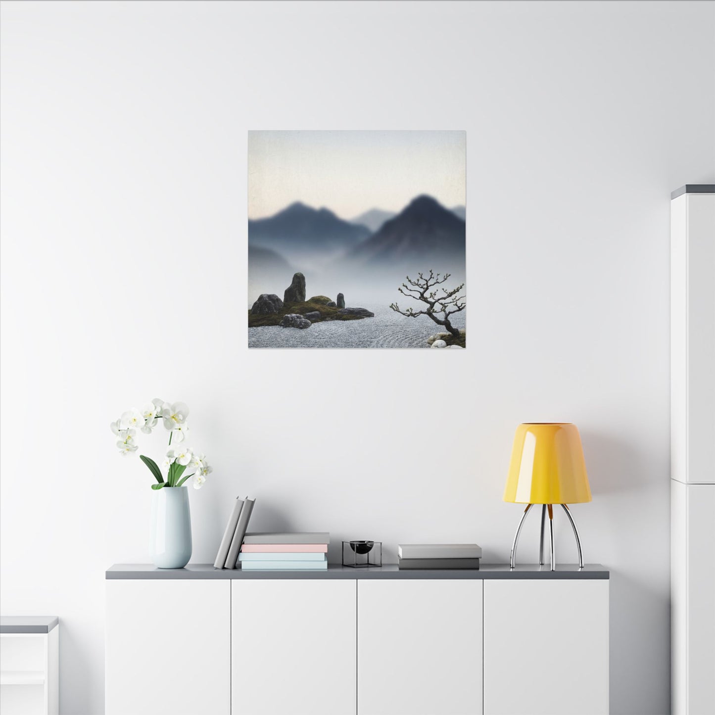 Mountain Mist Karesansui Canvas Art | Contemplative Zen Art