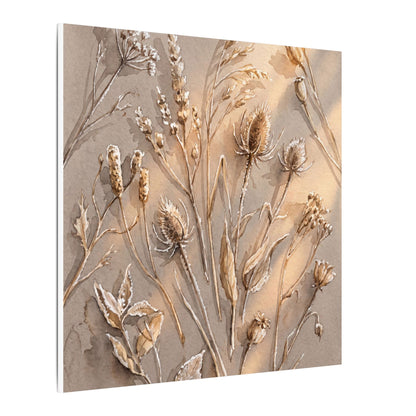 Japandi Dried Flowers in Golden Hour | Watercolor Canvas Art