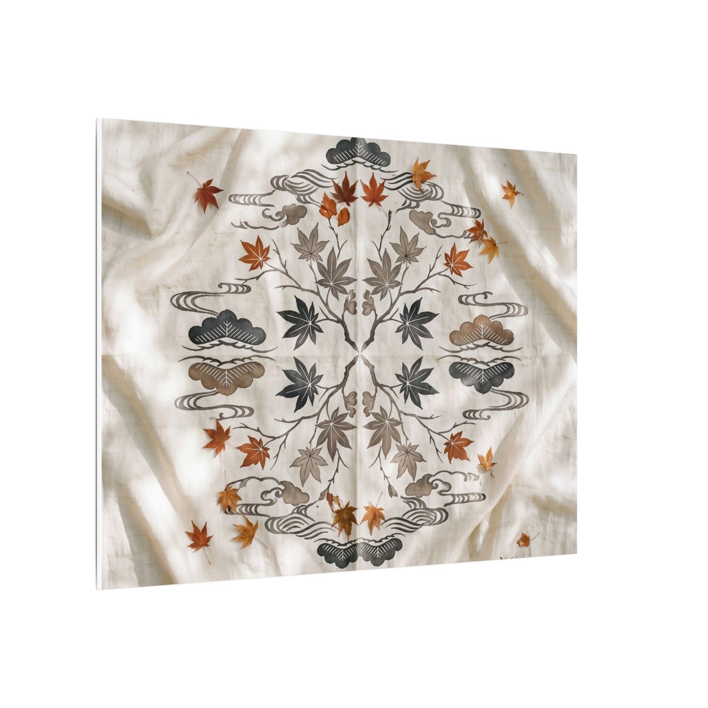 Elegant Silk Drape Canvas Art - Japanese Pattern Japandi
