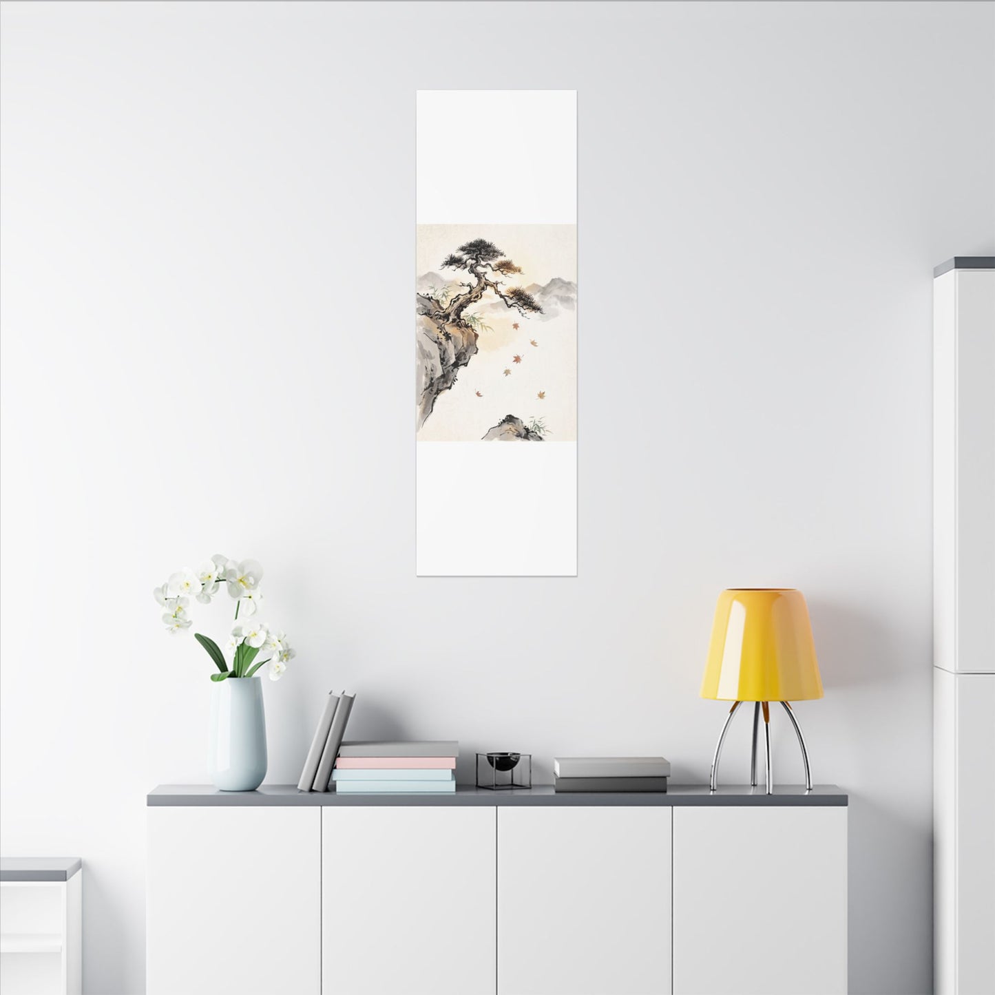 Peaceful Pine Tree Canvas Art - Sumi E Zen