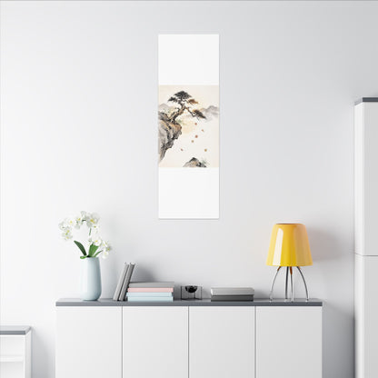 Peaceful Pine Tree Canvas Art - Sumi E Zen