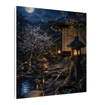 Seijaku Moonlit Garden Canvas Art - Kintsugi Gold Vein