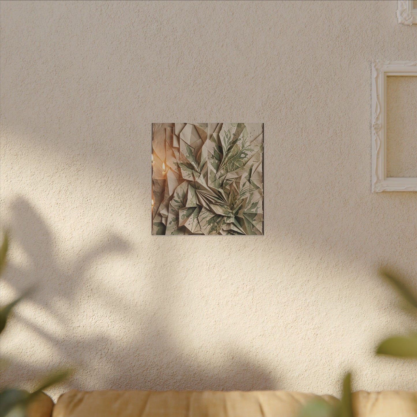 Japandi Paper Fold in Candlelight | Texture Canvas Art