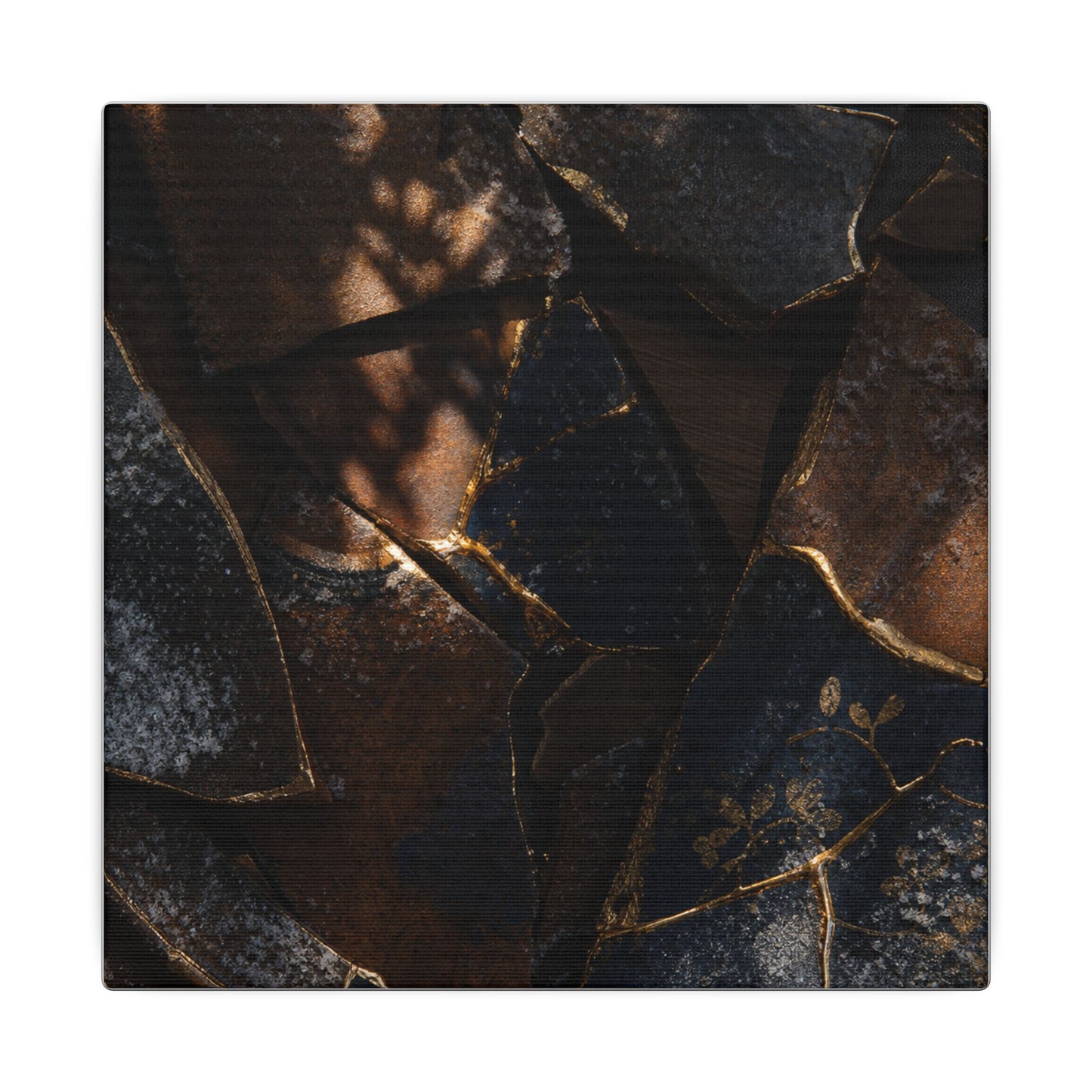 Fukinsei Broken Pottery Canvas Art - Dark Japandi Dark Texture