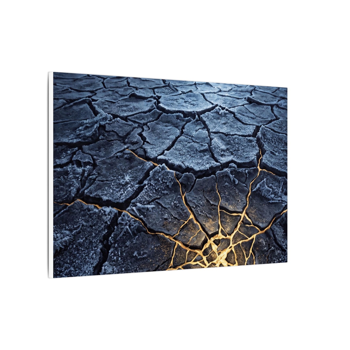Moonlight Cracked Earth Canvas Art - Kintsugi Mono No Aware