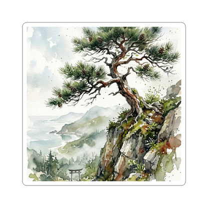 Pine Tree Sticker | Spring Japandi Watercolor Art