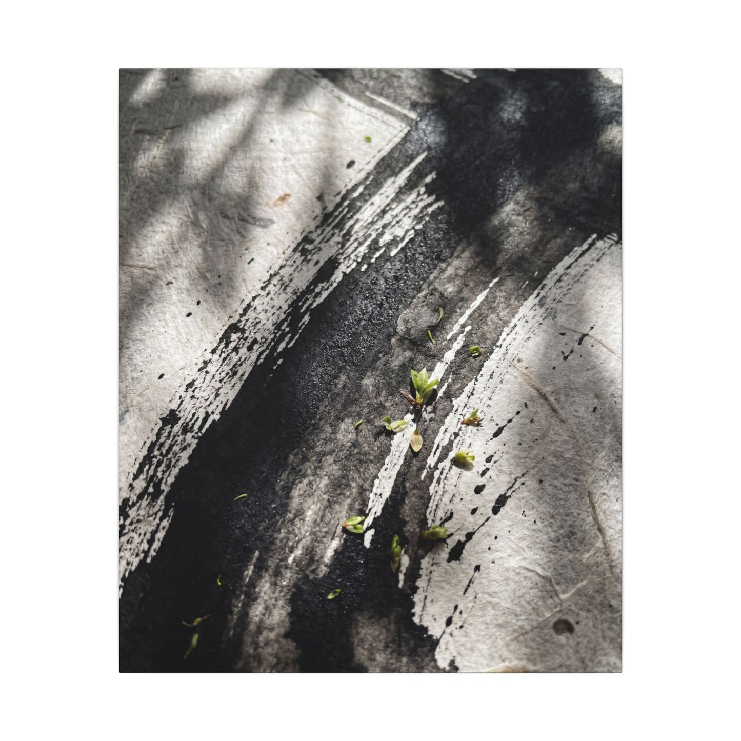 Ink Brushstroke Canvas Art | Spring Dark Japandi Moody Minimal Art