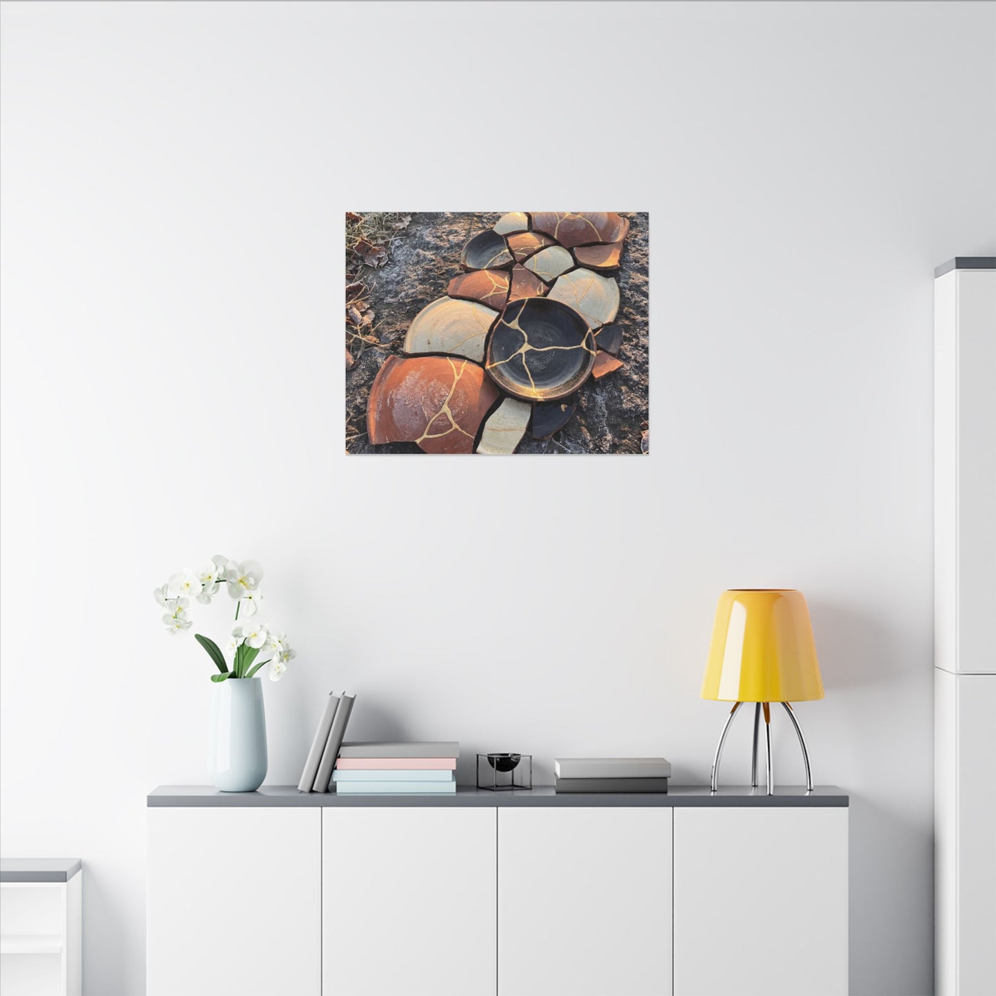 Winter Broken Pottery Gold Vein Canvas Art | Beautiful Decor