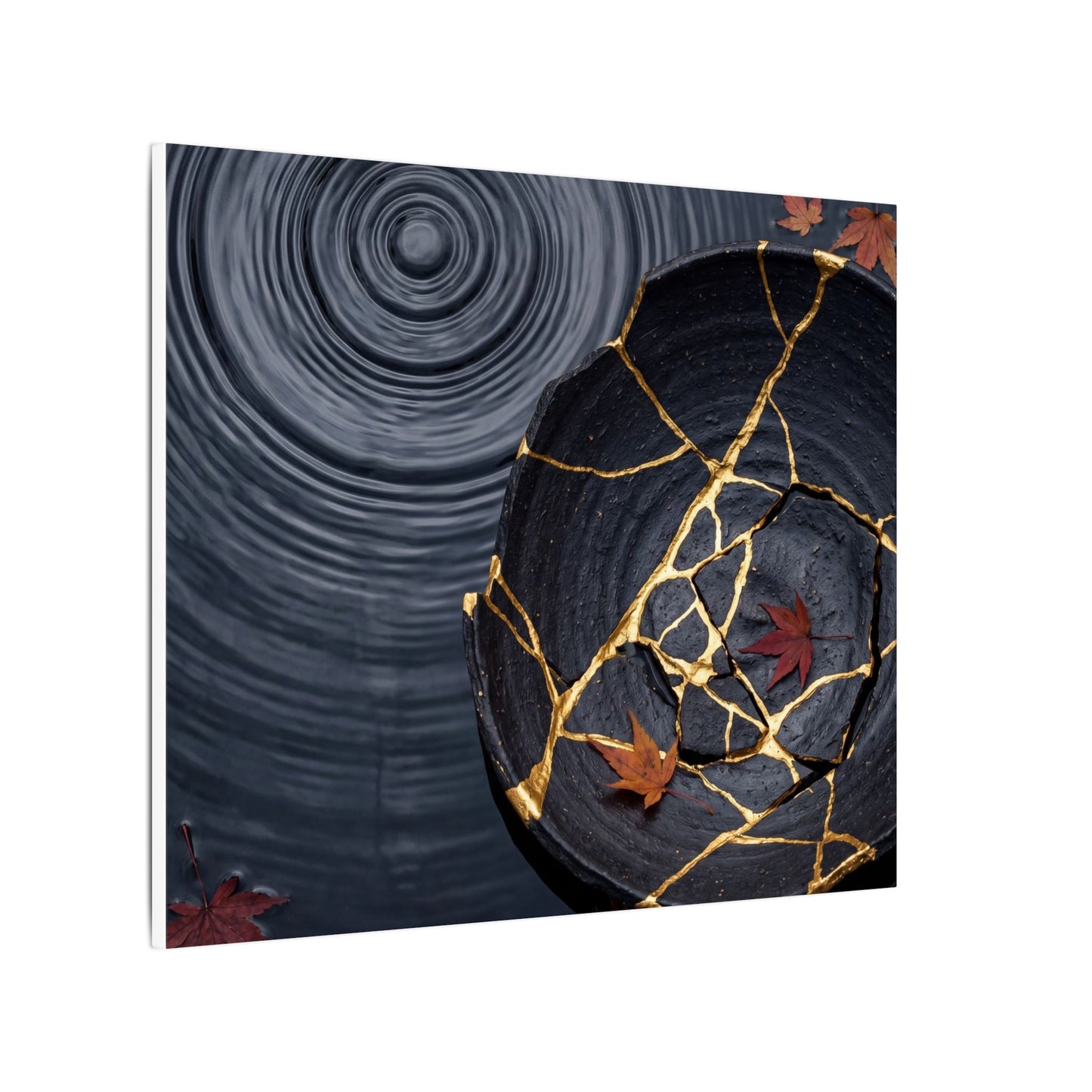 Philosophical Water Ripple Canvas Art - Gold Repair Kintsugi
