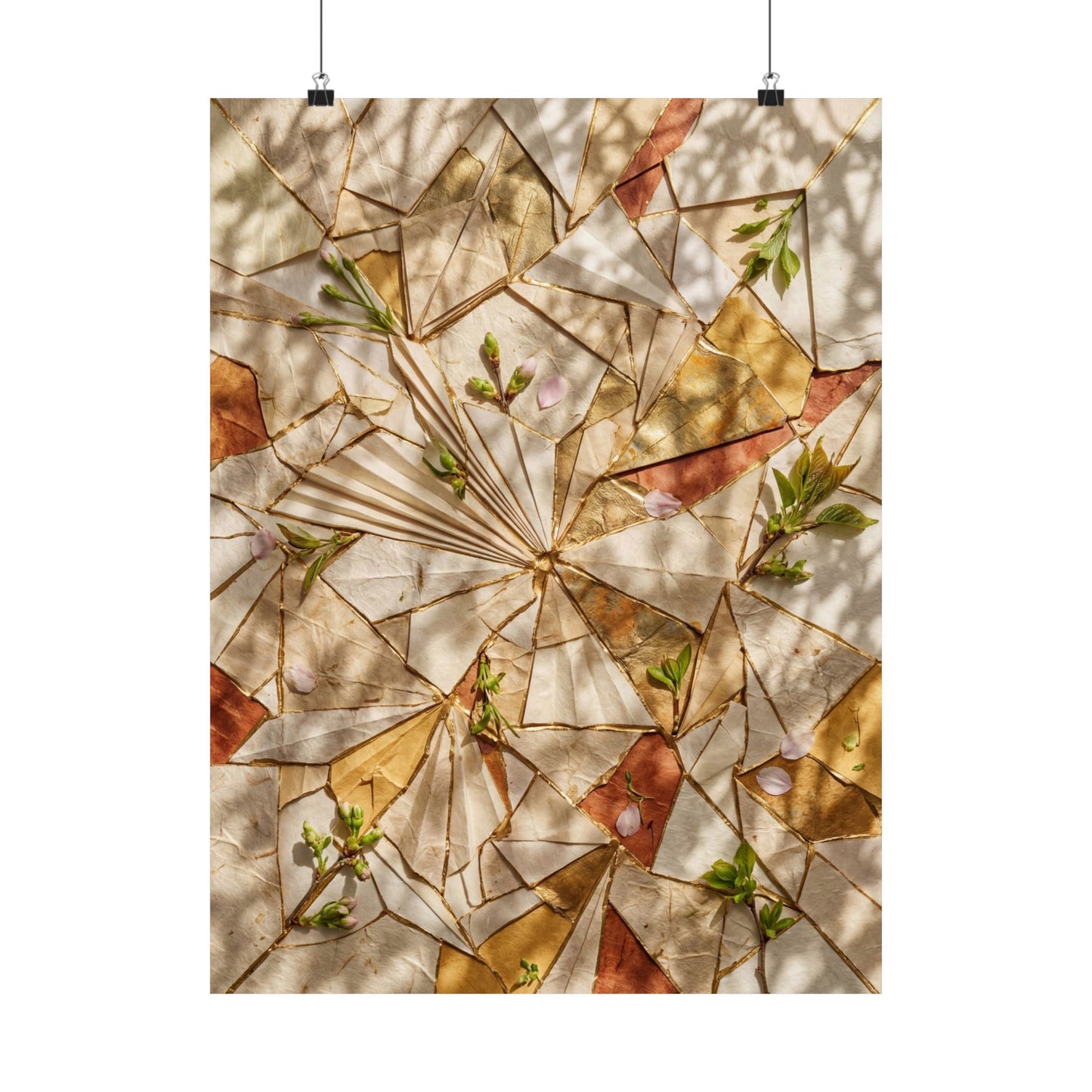 Artful Paper Fold Wall Art Print - Gold Repair Kintsugi Art Print