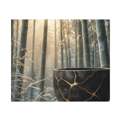 Fukinsei Bamboo Grove Canvas Art - Kintsugi Gold Repair