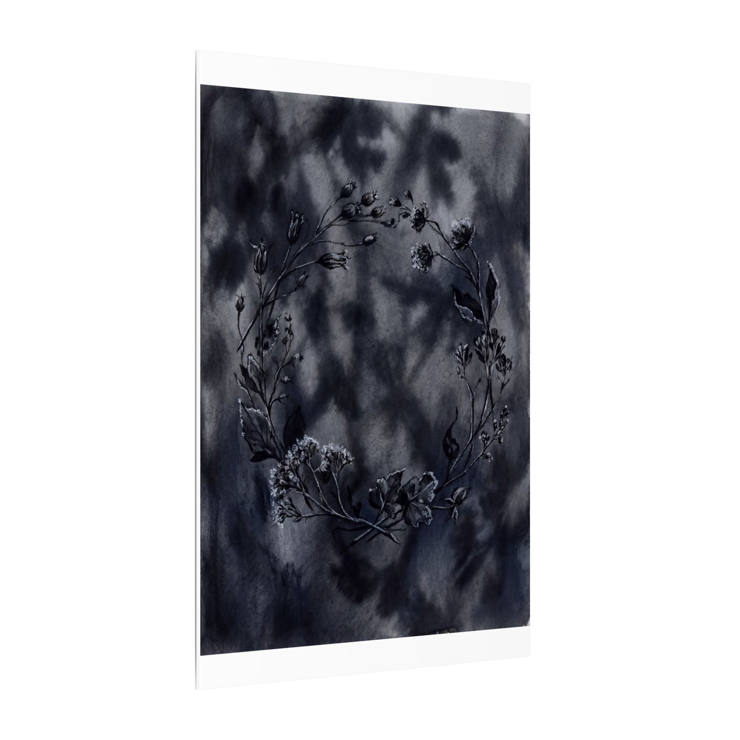 Dried Flowers Canvas Art | Winter Dark Japandi Shadow Zen Art