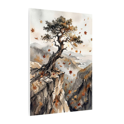 Autumn Pine Tree Watercolor Canvas Art | Warm Decor