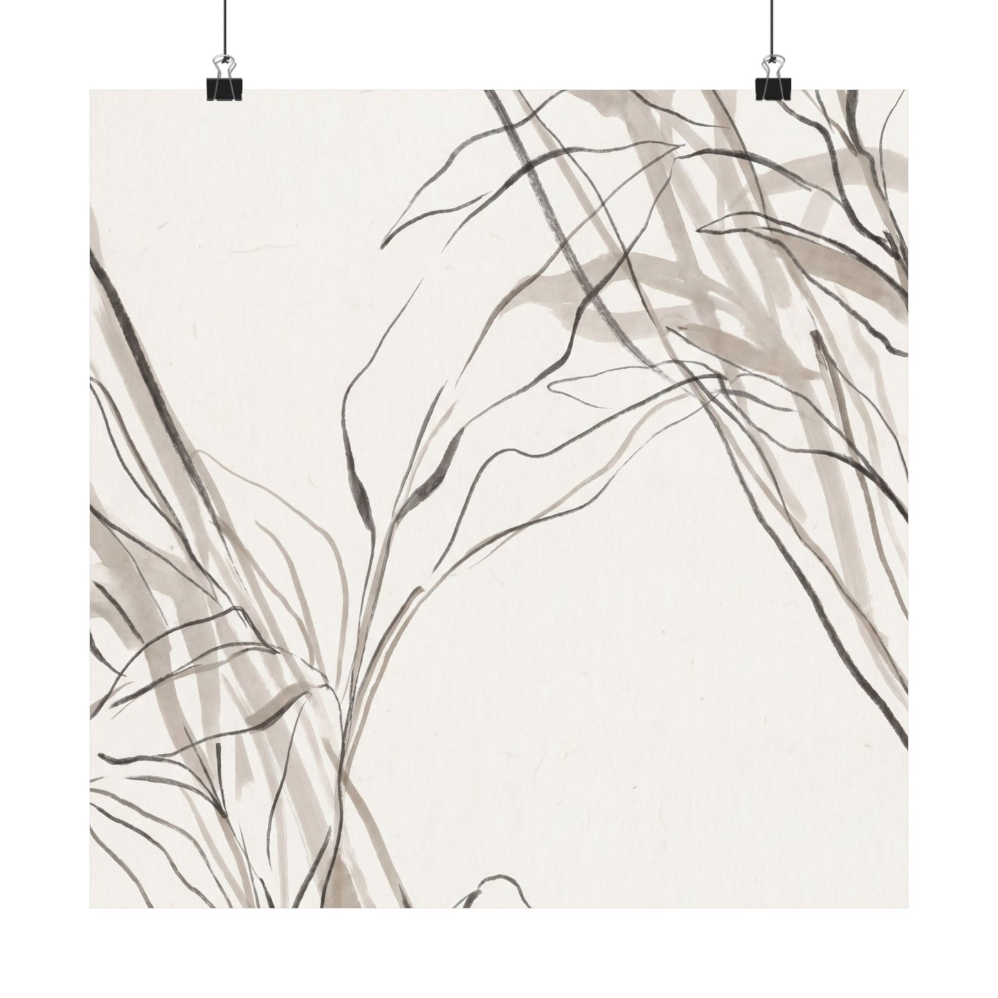 Japandi Shoji Screen in Dappled | Minimal Line Wall Art Print