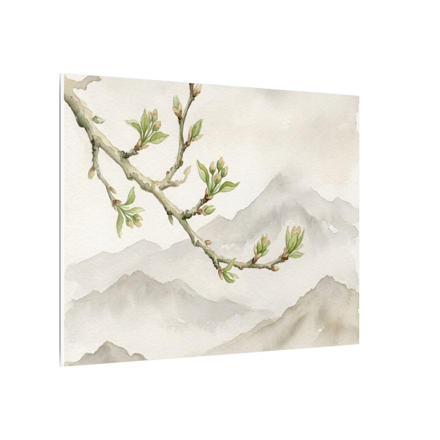Spring Mountain Mist Watercolor Canvas Art | Cozy Decor