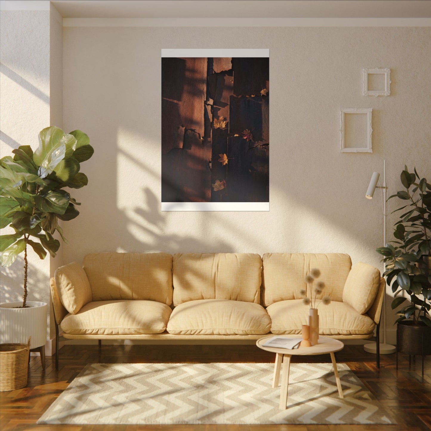 Seijaku Rust Patina Canvas Art - Dark Japandi Shadow Zen