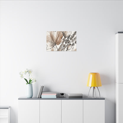 Neutral Dried Flowers Canvas Art - Minimal Line Japandi