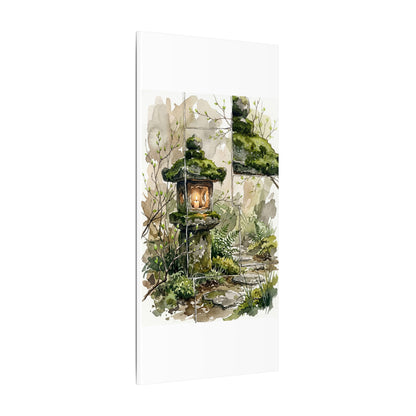 Stone Lantern Watercolor Canvas Art | Elegant Japandi Art