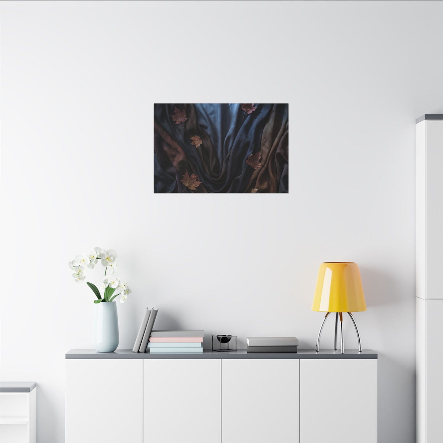 Silk Drape Canvas Art | Autumn Dark Japandi Moody Minimal Art