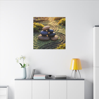 Zen River Stones in Golden Hour | Karesansui Canvas Art