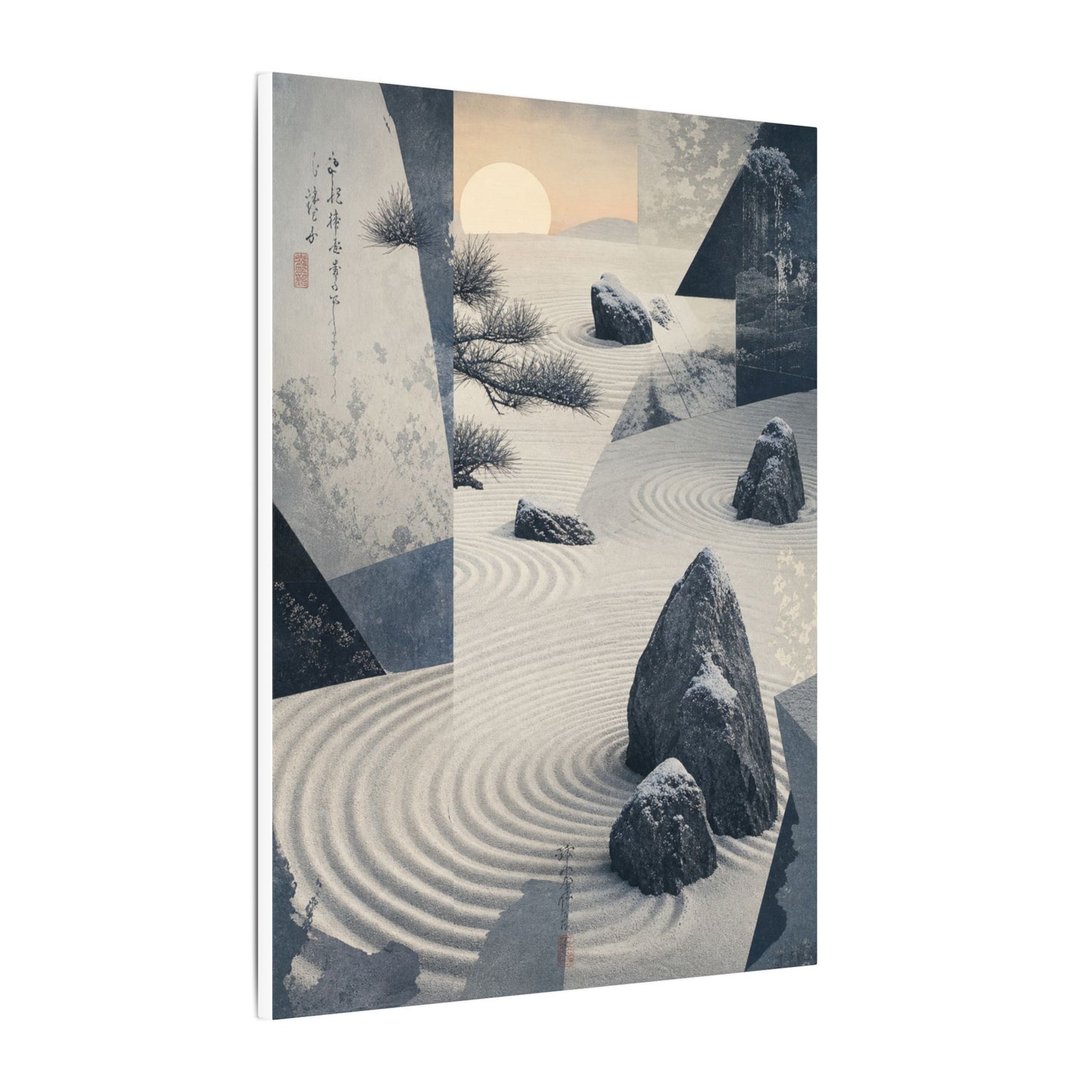Seijaku Rock Garden Canvas Art - Zen Ukiyo E Inspired