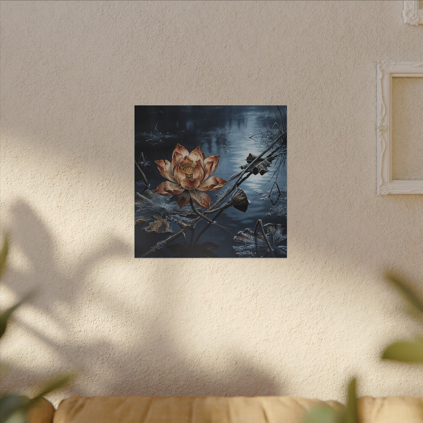 Winter Lotus Flower Broken Beauty Canvas Art | Healing Decor