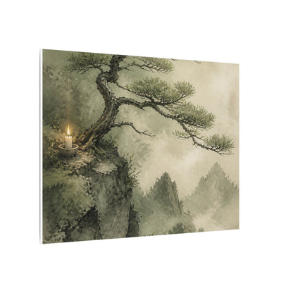 Candlelight Pine Tree Canvas Art - Japandi Kanso