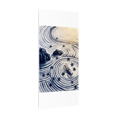 Zen Rock Garden in Golden Hour | Sumi E Canvas Art