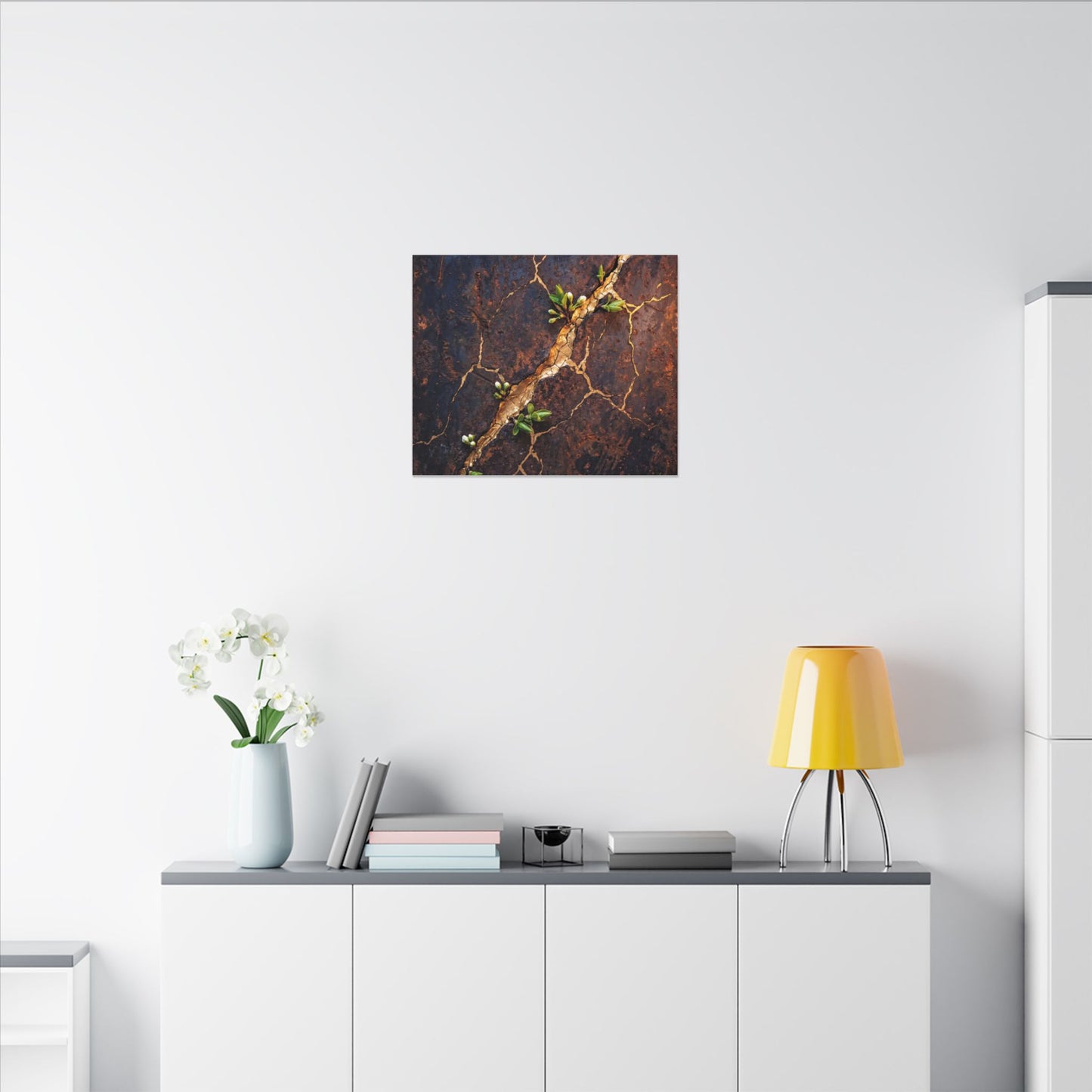 Rust Patina Spring Canvas Art | Kintsugi Resilient Design