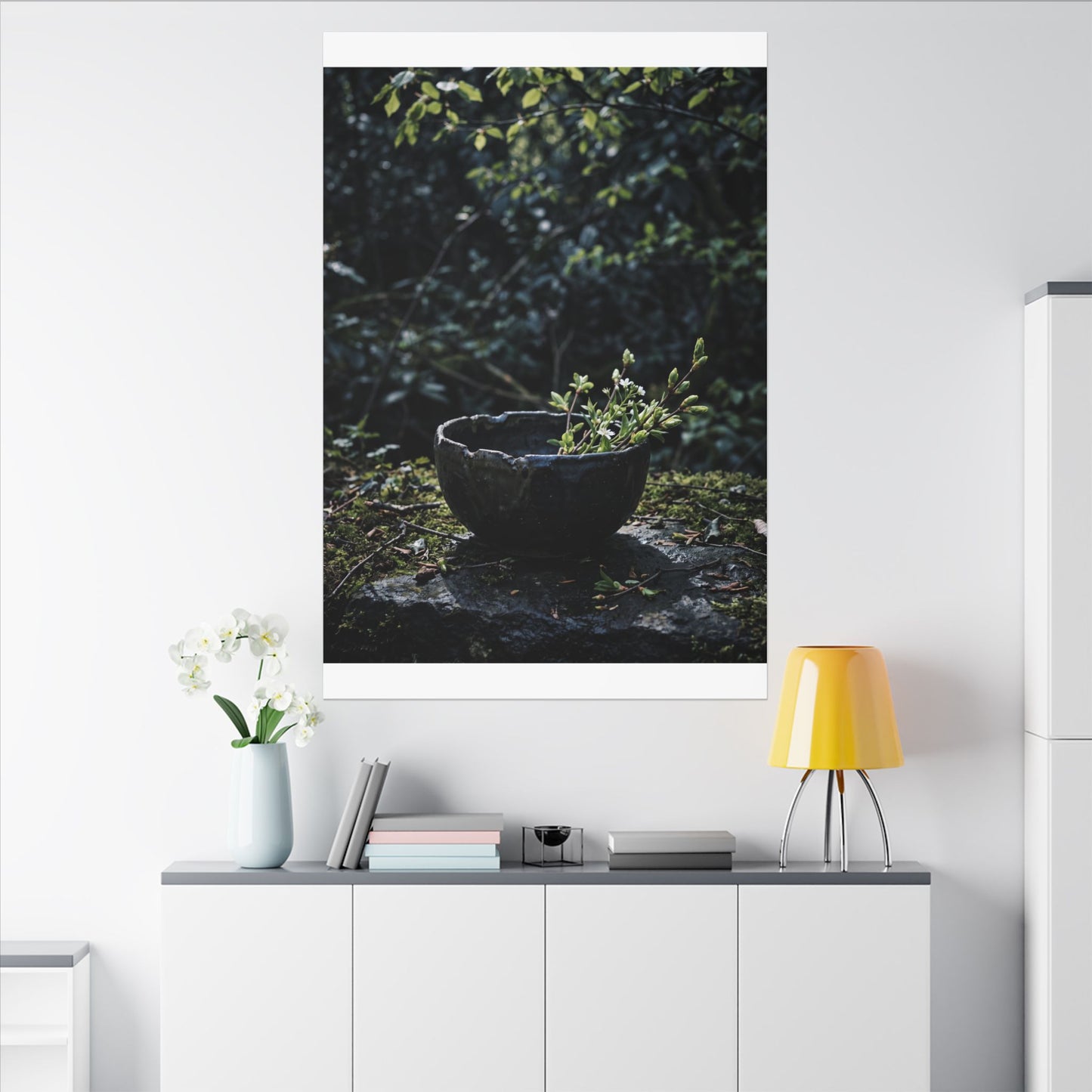 Dappled Ceramic Bowl Canvas Art - Dark Japandi Datsuzoku