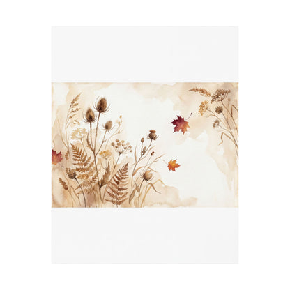 Dried Flowers Wall Art Print | Autumn Japandi Watercolor Art