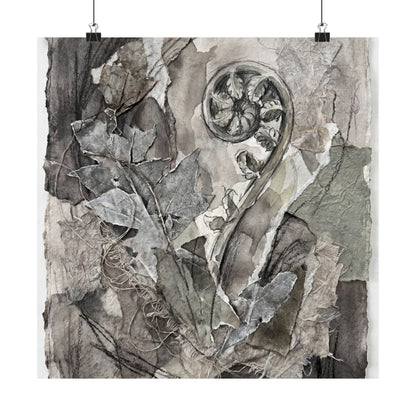 Mono No Aware Fern Unfurling Wall Art Print - Japandi Texture