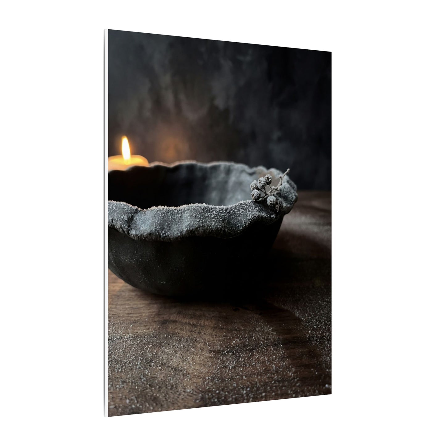 Ceramic Bowl Canvas Art | Winter Dark Japandi Shadow Zen Art