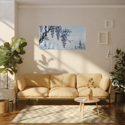 Seijaku Wisteria Canvas Art - Zen Sumi E