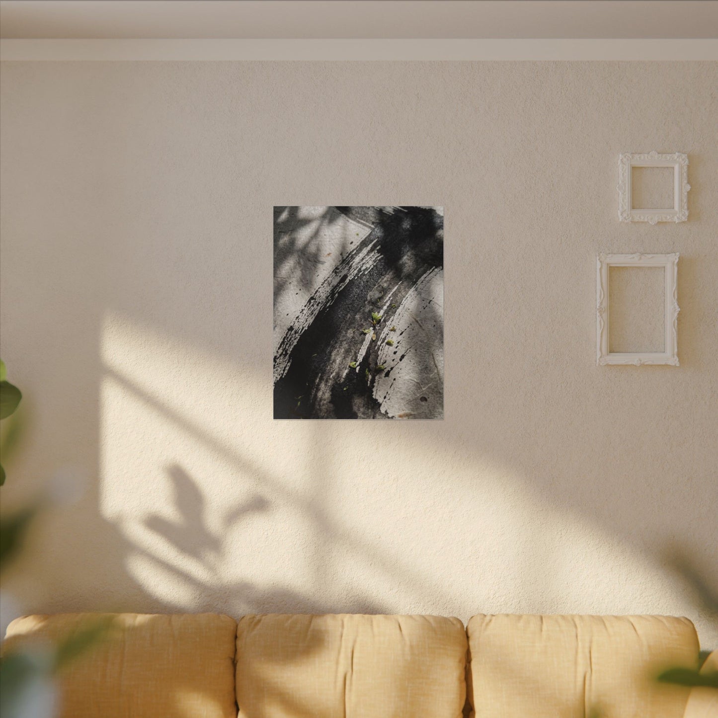 Ink Brushstroke Canvas Art | Spring Dark Japandi Moody Minimal Art