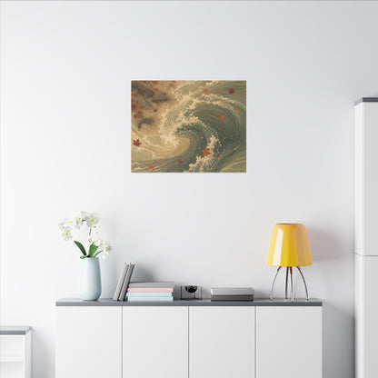 Japandi Ocean Wave in Candlelight | Japanese Pattern Canvas Art
