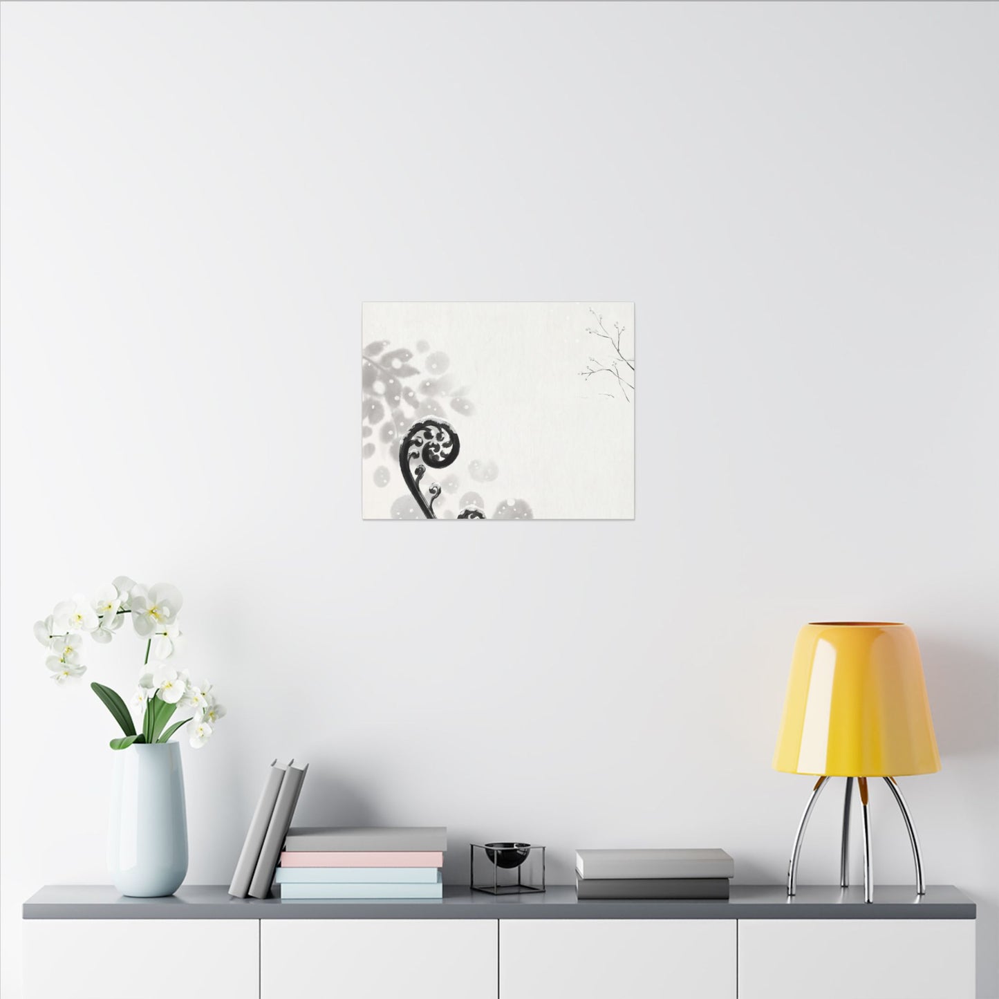 Winter Fern Unfurling Ukiyo E Inspired Canvas Art | Peaceful Decor