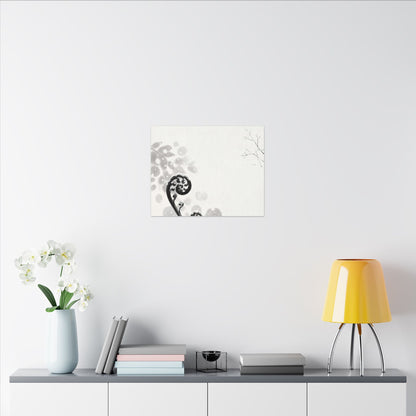 Winter Fern Unfurling Ukiyo E Inspired Canvas Art | Peaceful Decor