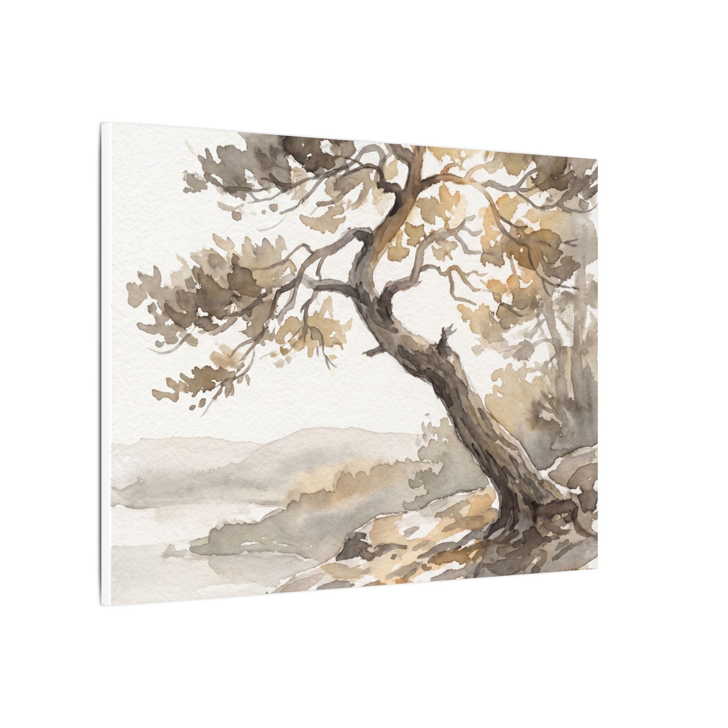 Pine Tree Watercolor Canvas Art | Elegant Japandi Art
