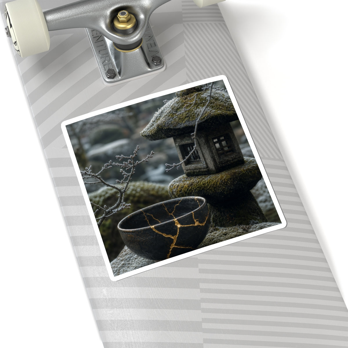 Stone Lantern Winter Sticker | Kintsugi Resilient Design