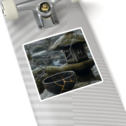 Stone Lantern Winter Sticker | Kintsugi Resilient Design