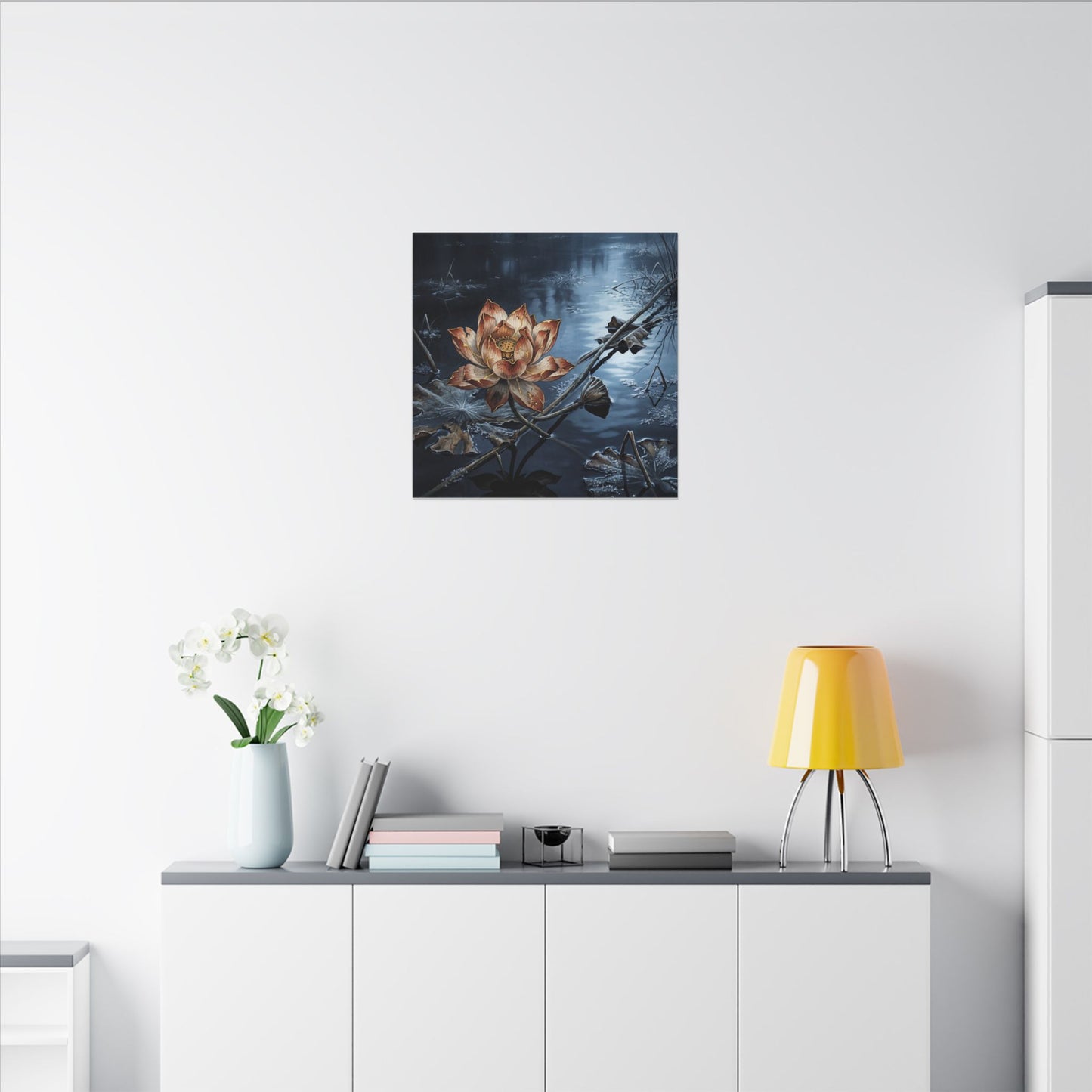 Winter Lotus Flower Broken Beauty Canvas Art | Healing Decor