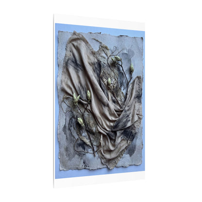 Japandi Silk Drape in Moonlight | Texture Canvas Art