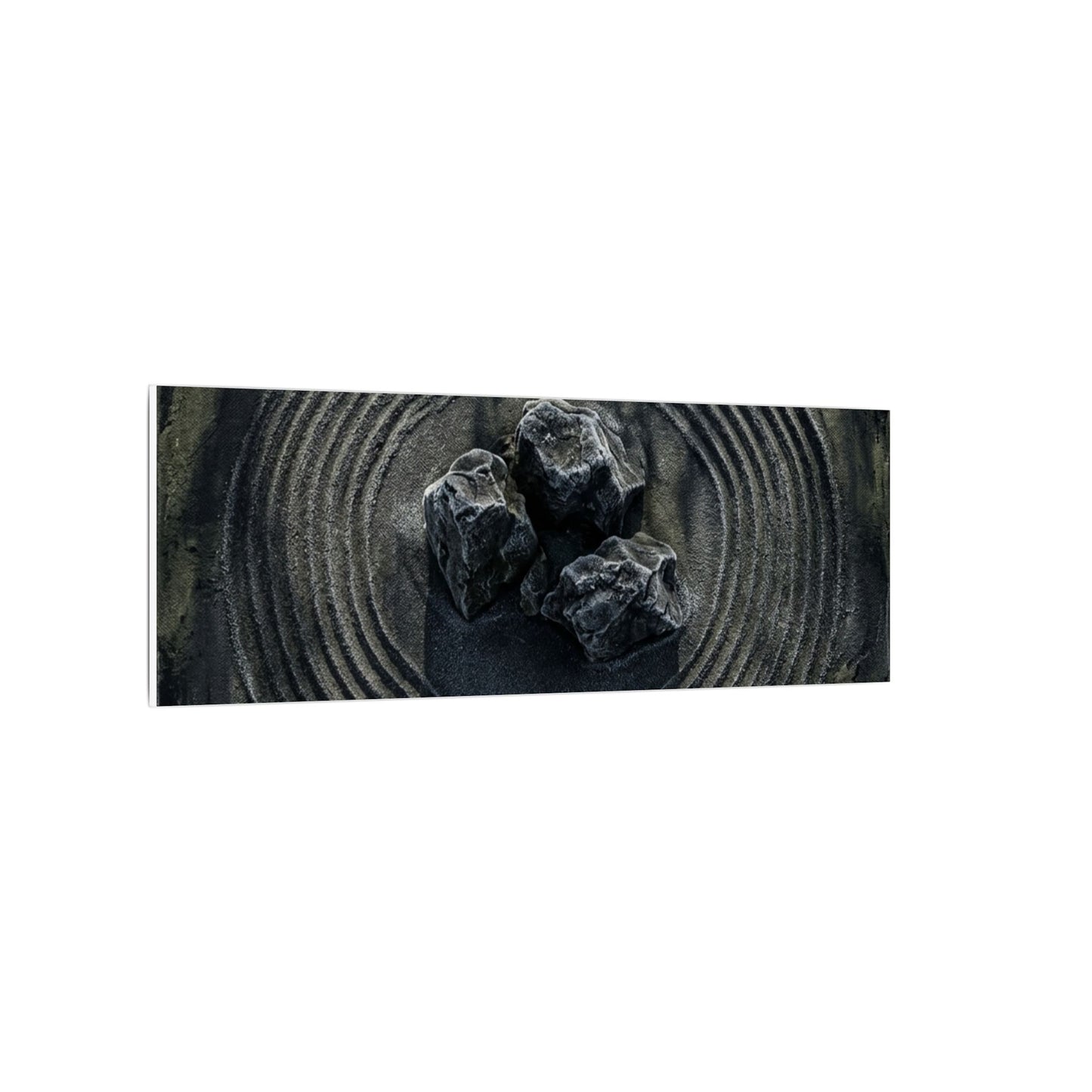 Moody Rock Garden Canvas Art - Dark Texture Dark Japandi
