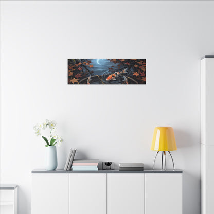 Koi Pond Canvas Art | Autumn Kintsugi Gold Repair Art